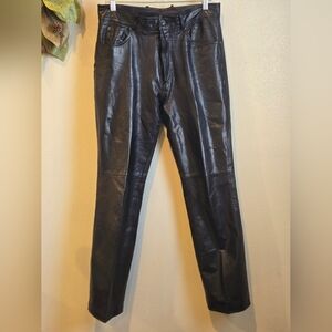 Vintage Phillipe Monet black leather pants size 32